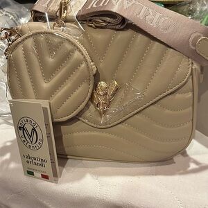 Valentino Orlandi Beige Quilted Crossbody Bag